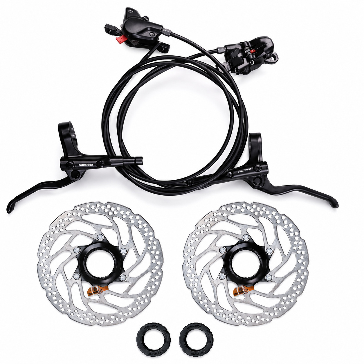 Shimano MT-200 Complete Front and Rear Hydraulic Disc Brake Set 800mm 1450mm