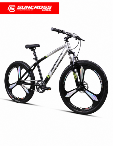 Suncross Hurricane single speed MTB cycle with disc brakes and suspension